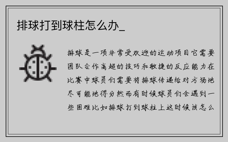 排球打到球柱怎么办_