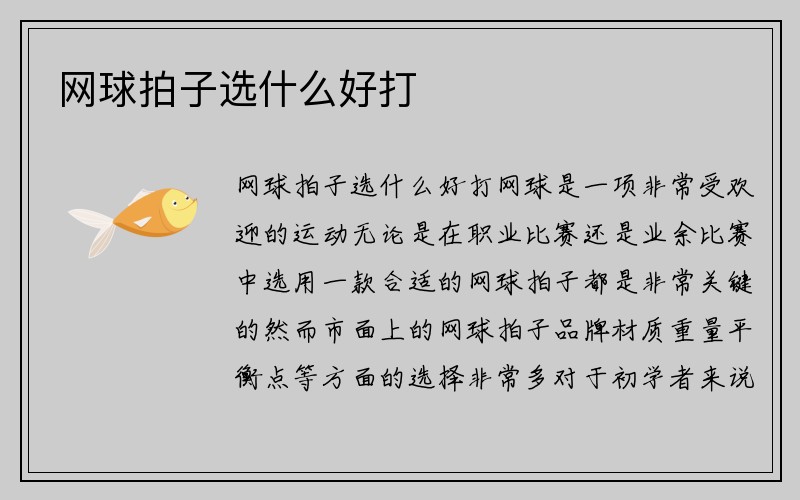 网球拍子选什么好打