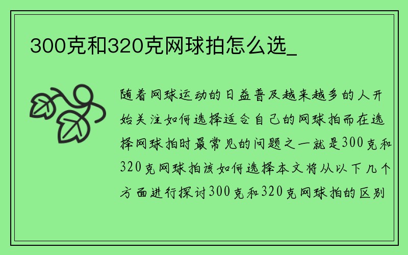 300克和320克网球拍怎么选_